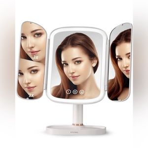 Folding Lighted Makeup Vanity Mirror/ Sunset Lamp, 1x 2X 3X Touch Control